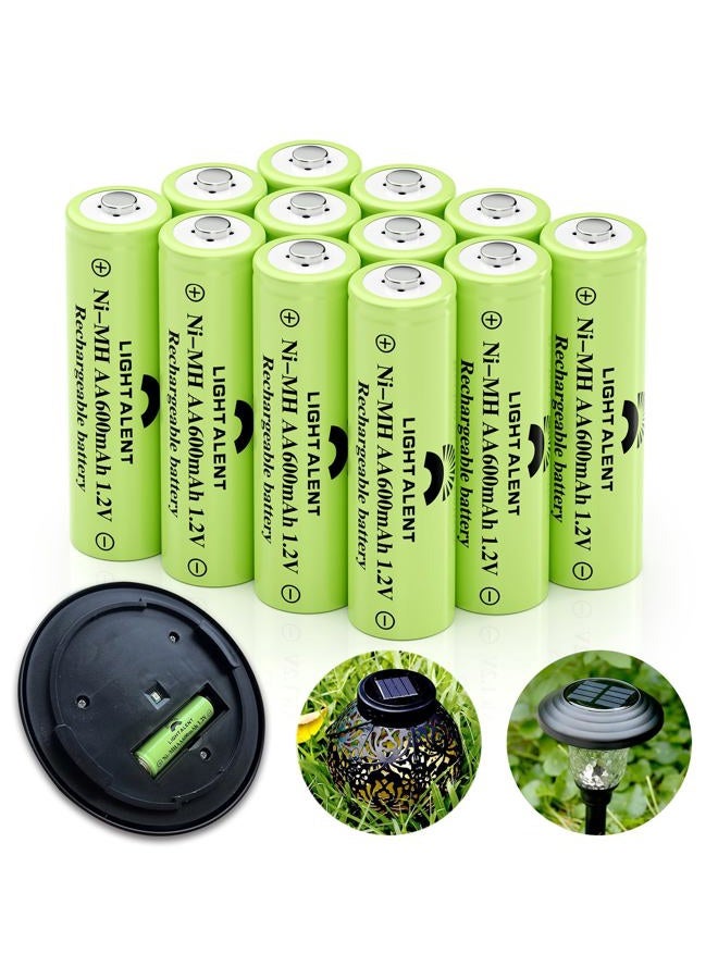 Lightalent Ni-MH AA Rechargeable Batteries, Double A High Capacity 1.2V Pre-Charged Battery for Outdoor Solar Lights(AA-600mAh-12pack) - Image 1
