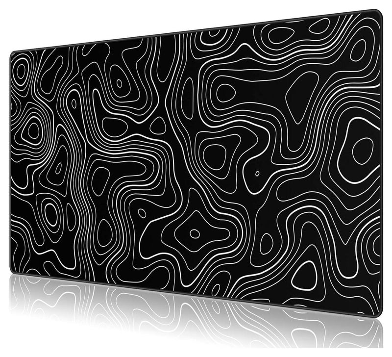 Gaming Mouse Pad XXL, 900 x 400MM Extended Large Mousepad,Big Computer Keyboard Desk Pad, Waterproof Mouse Mat with Stitched Edges and Non-Slip Base for Office Home Gaming (Black line) - Image 1