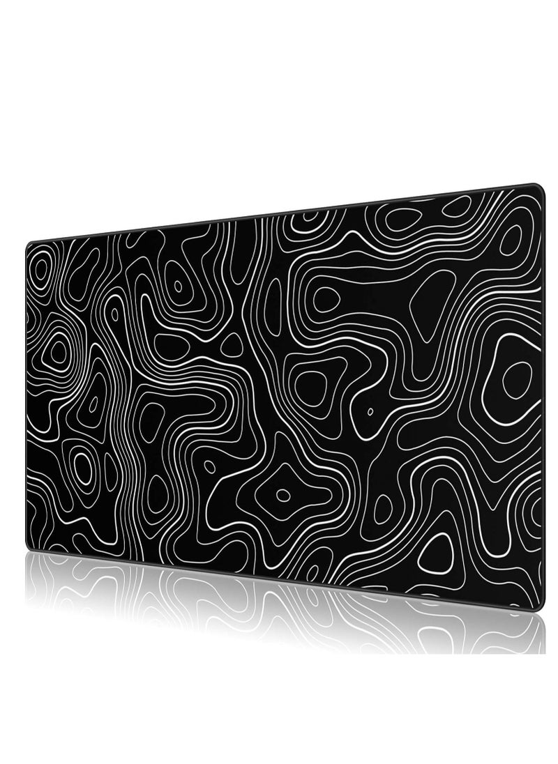 Gaming Mouse Pad XXL, 900 x 400MM Extended Large Mousepad,Big Computer Keyboard Desk Pad, Waterproof Mouse Mat with Stitched Edges and Non-Slip Base for Office Home Gaming (Black line)