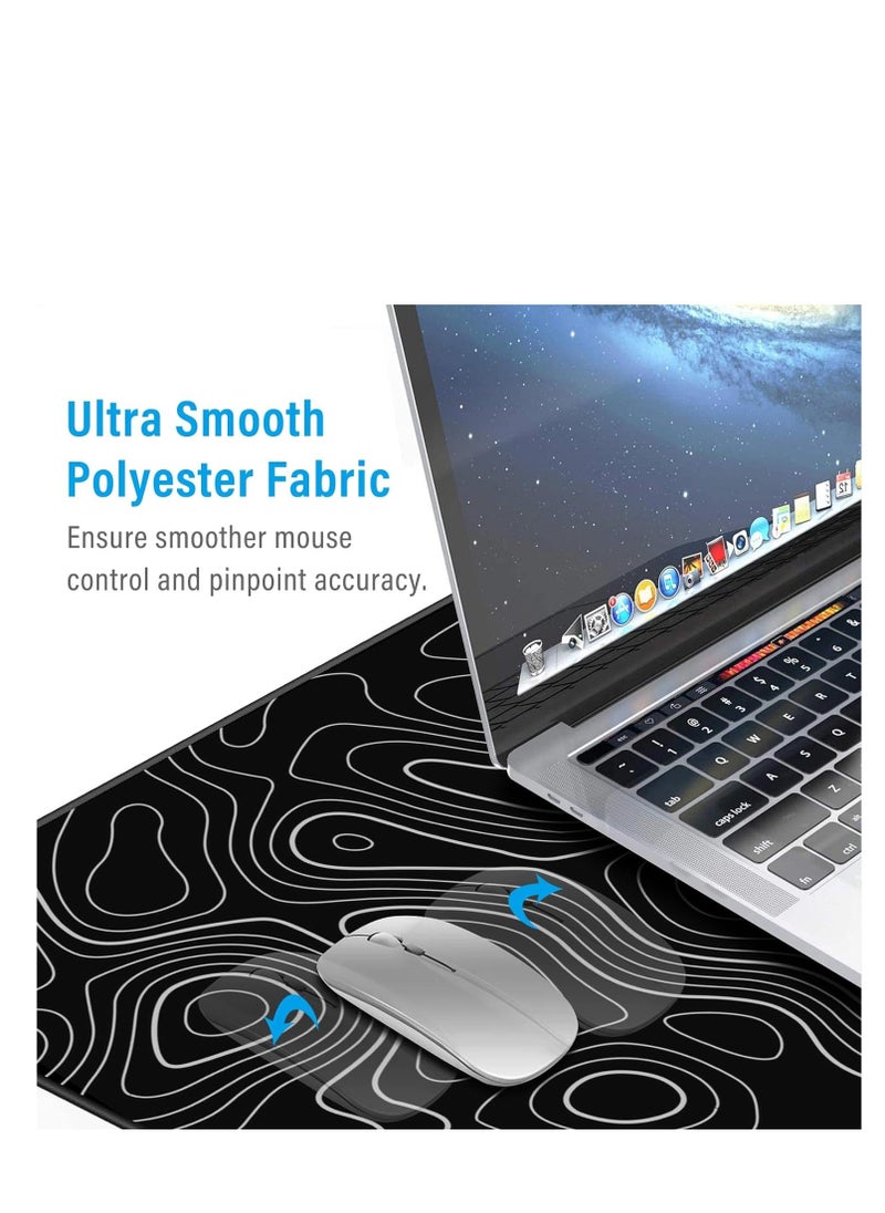 Gaming Mouse Pad XXL, 900 x 400MM Extended Large Mousepad,Big Computer Keyboard Desk Pad, Waterproof Mouse Mat with Stitched Edges and Non-Slip Base for Office Home Gaming (Black line)