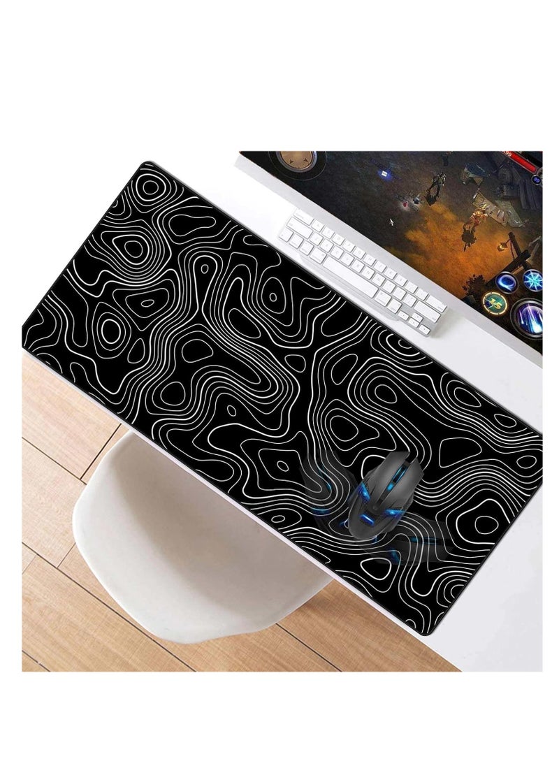 Gaming Mouse Pad XXL, 900 x 400MM Extended Large Mousepad,Big Computer Keyboard Desk Pad, Waterproof Mouse Mat with Stitched Edges and Non-Slip Base for Office Home Gaming (Black line)