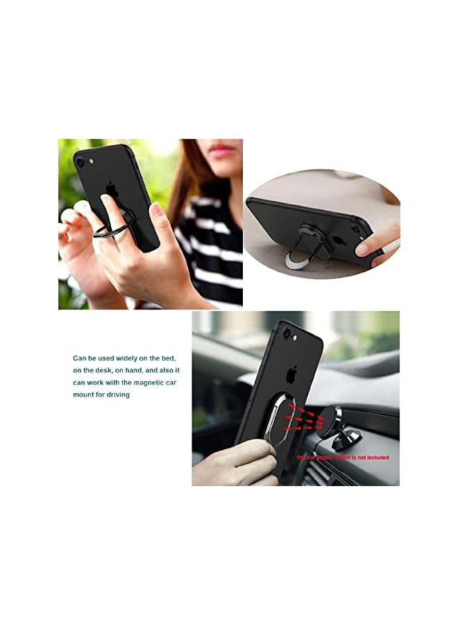 S-TOP Universal Cell Phone Ring Holder, 360° Rotating Finger Ring Kickstand, Foldable Metal Grip Stand for Smartphones, Black - Image 3