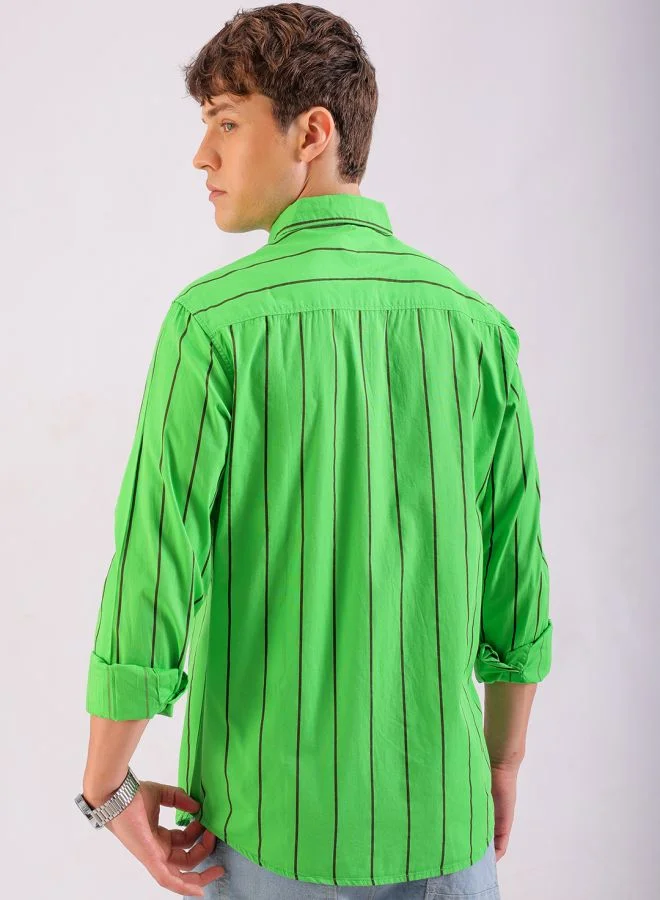 شركة المرآب الهندية قميص رجالي كاجوال بأكمام طويلة وطبعة وياقة قصة