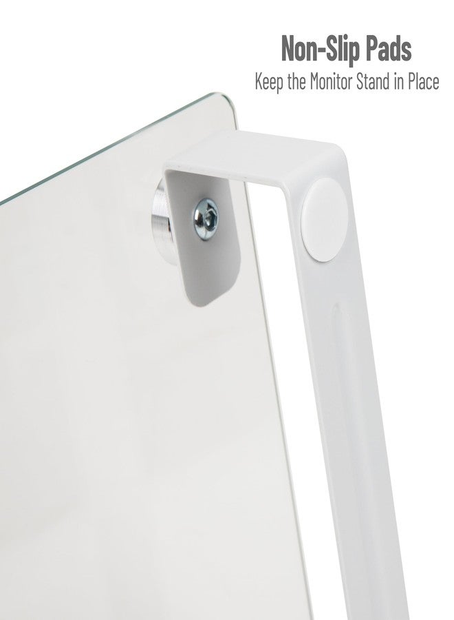 مايند ريدر حامل شاشة Mind Reader، عصري، منظم مكتبي، رافع للكمبيوتر المحمول، مكتب، زجاج، 22 بوصة طول × 8.25 بوصة عرض × 3 بوصة ارتفاع، شفاف - Image 4