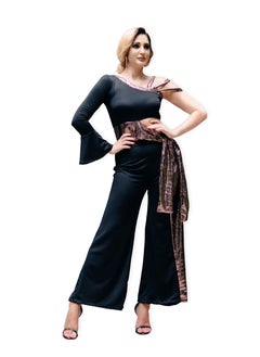 CH Glamstore Single Sleeved Crop Top and Wide Leg Pant Set  - Image 1