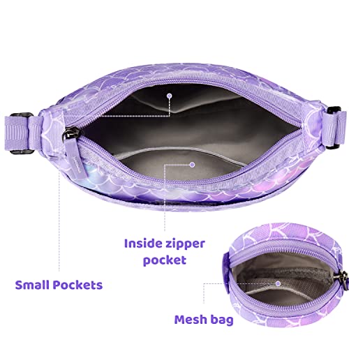 Choco Mocha Girls Purse, Kids Purse for Girls 4-6 6-8 8-10 10-12 Girl Pocketbooks Crossbody Purses with Matching Coin Wallet, Mermaid Purple - Image 5