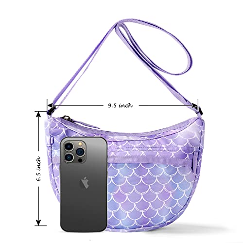 Choco Mocha Girls Purse, Kids Purse for Girls 4-6 6-8 8-10 10-12 Girl Pocketbooks Crossbody Purses with Matching Coin Wallet, Mermaid Purple - Image 4