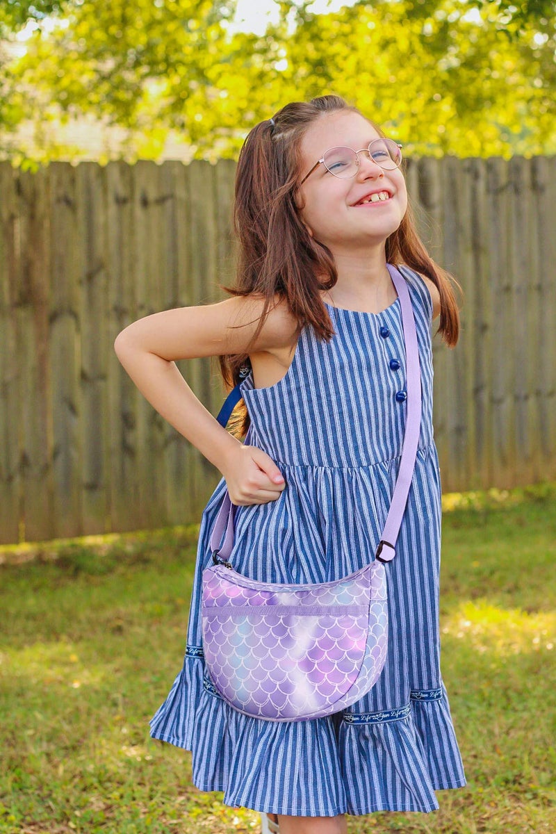 Choco Mocha Girls Purse, Kids Purse for Girls 4-6 6-8 8-10 10-12 Girl Pocketbooks Crossbody Purses with Matching Coin Wallet, Mermaid Purple - Image 2