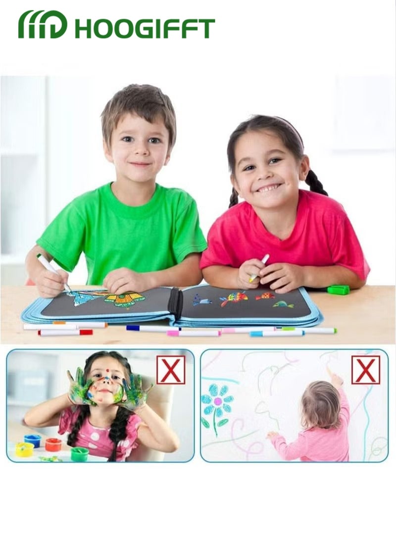HOOGIFFT Erasable Doodle Board, 14 Pages Painting Toys for 3+ Year Old Boys Girls, Drawing Pad for Toddlers Birthday Gifts, With 12 Coloring Pens (Blue Bird) - Image 3