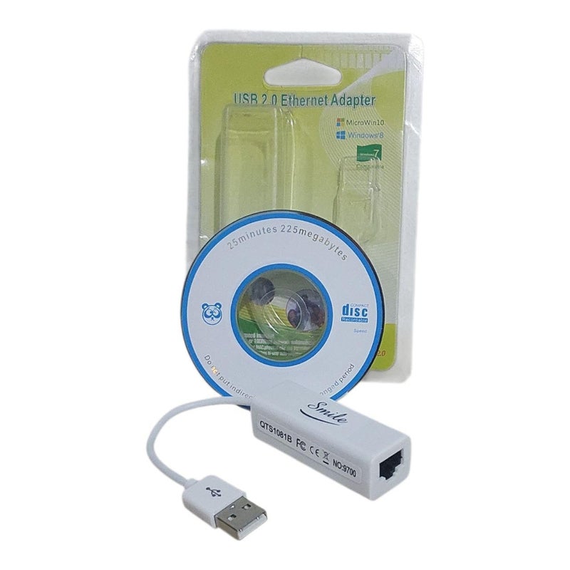 USB Ethernet Adapter- USB 2.0 To Ethernet RJ45 Internet Lan 10/100Mbps - USB 2.0 Network Converter Adapter Cable (White) - Image 3