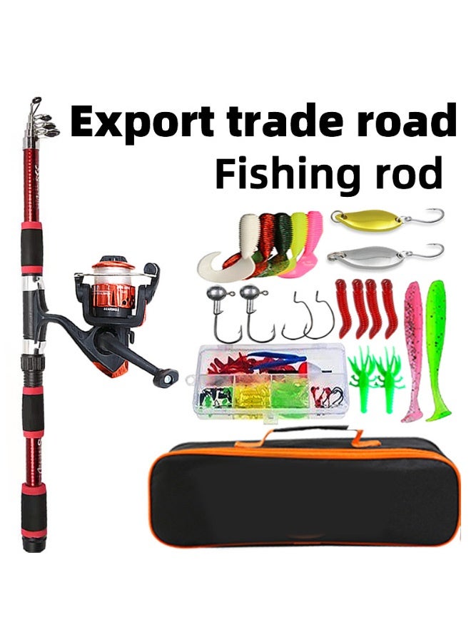 جمورو مجموعة قصبة الصيد كاملة مع قضيب صيد تلسكوبي وبكرة دوارة وطعوم وخطافات للسفر - Image 1