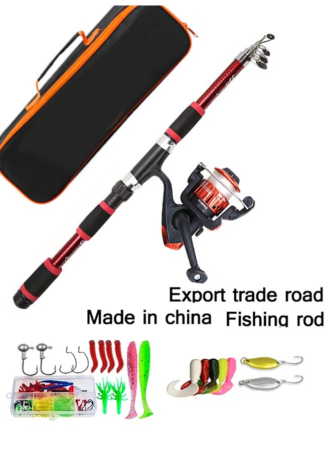 جمورو مجموعة قصبة الصيد كاملة مع قضيب صيد تلسكوبي وبكرة دوارة وطعوم وخطافات للسفر - Image 4