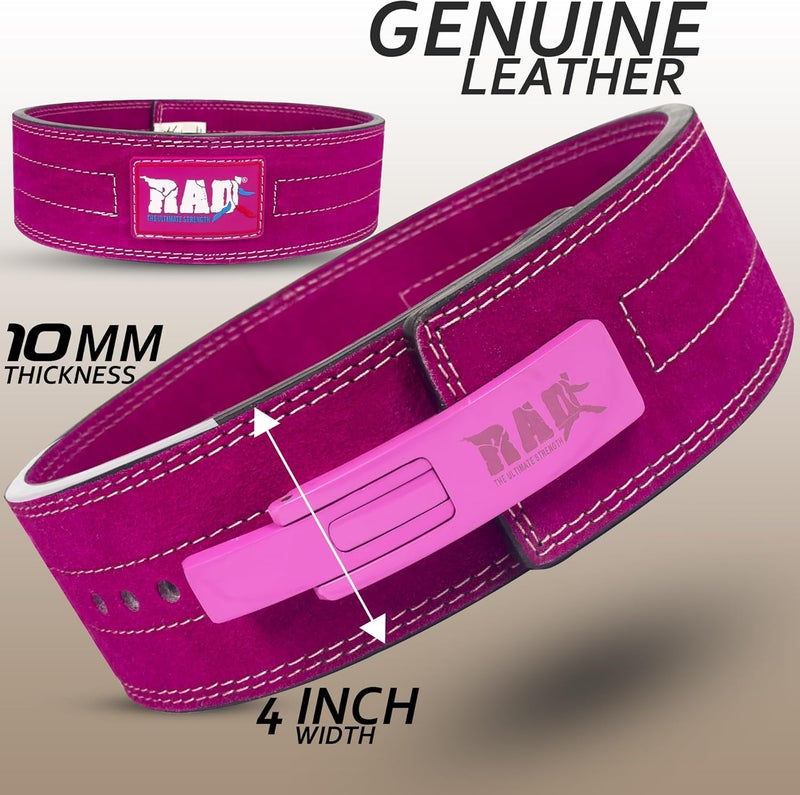 RAD Lever Weight Lifting Gym Belt for Men & Women Size 63 TO107 CM,Thick 10MM & Width 4 Inch Lever Powerlifting Belts for Women Dead Lift Workout Belt Leather Weight Lifting Lever Gym Squat Belt - Image 2
