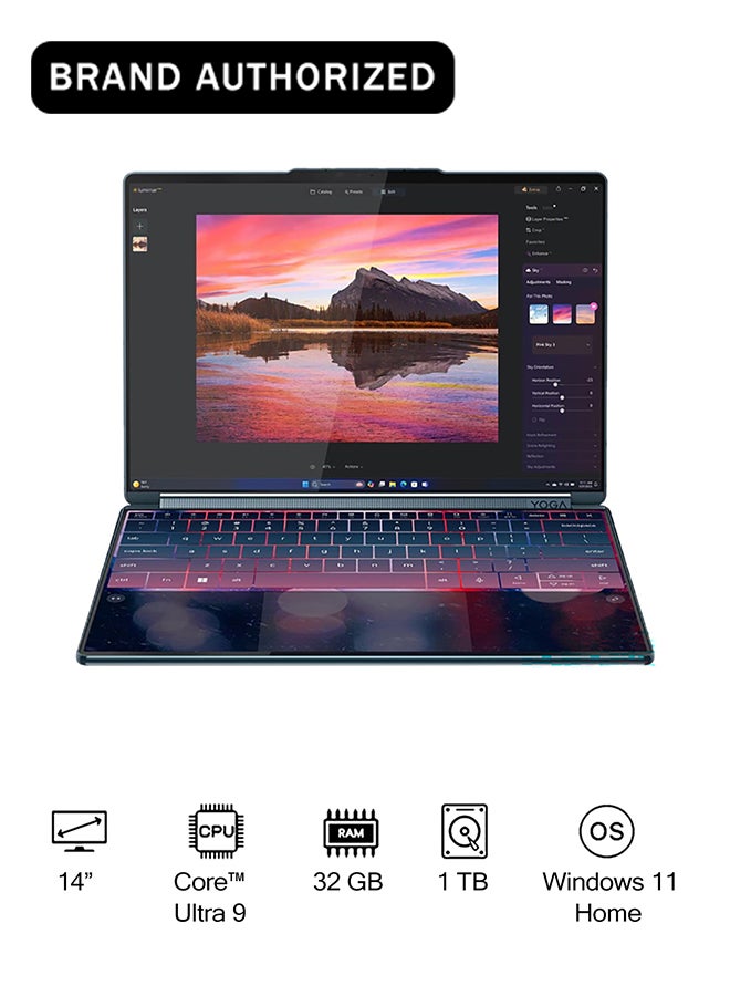 لينوفو كتاب اليوغا 9 14IAH10 2 في 1 قابل للتحويل (2025) لابتوب السلسلة الثانية شاشة 14 بوصة 2.8K، معالج كور ألترا 9-285H/32 جيجابايت رام/1 تيرابايت SSD/رسومات إنتل آرك 140T/ويندوز 11 هوم - Image 1
