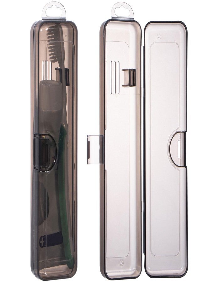 Yeeco Toothbrush Case 2 Packs, Transparent Black Toothbrush Travel Case, Plastic Toothbrush Holder Travel Size, 7.87 x 1.85 x 1.18 inches Portable for Traveling - Image 1