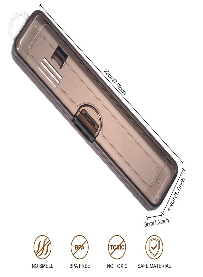 Yeeco Toothbrush Case 2 Packs, Transparent Black Toothbrush Travel Case, Plastic Toothbrush Holder Travel Size, 7.87 x 1.85 x 1.18 inches Portable for Traveling - Image 2