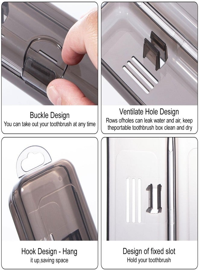 Yeeco Toothbrush Case 2 Packs, Transparent Black Toothbrush Travel Case, Plastic Toothbrush Holder Travel Size, 7.87 x 1.85 x 1.18 inches Portable for Traveling - Image 3