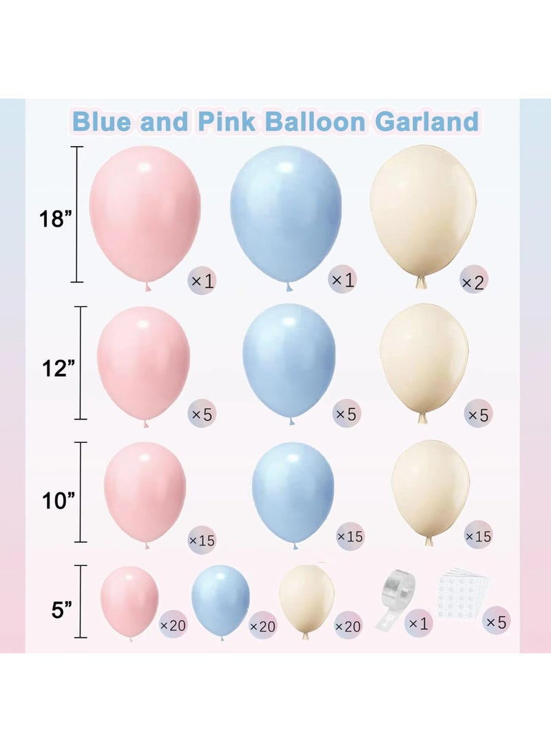الكشف عن نوع الجنس بالونات مجموعة الحزام ، 124 قطعة من القطع الغبار الوردي والغبار الأزرق الرمال بالونات البيضاء للكشف عن نوع الجنس عيد ميلاد زفاف الحفلة ديكور - Image 2