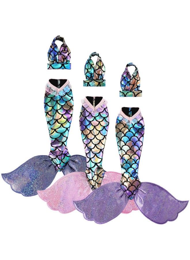 Zhanmai 3 Sets Mermaid Doll Accessories Doll Clothes Mermaid Tail Dress Doll Set Colorful Mermaid Dresses Bikini Swimwear For 11.512 Inch Doll Girl Birthday Gift(Blue Pink Purplecute Style)  - Image 1