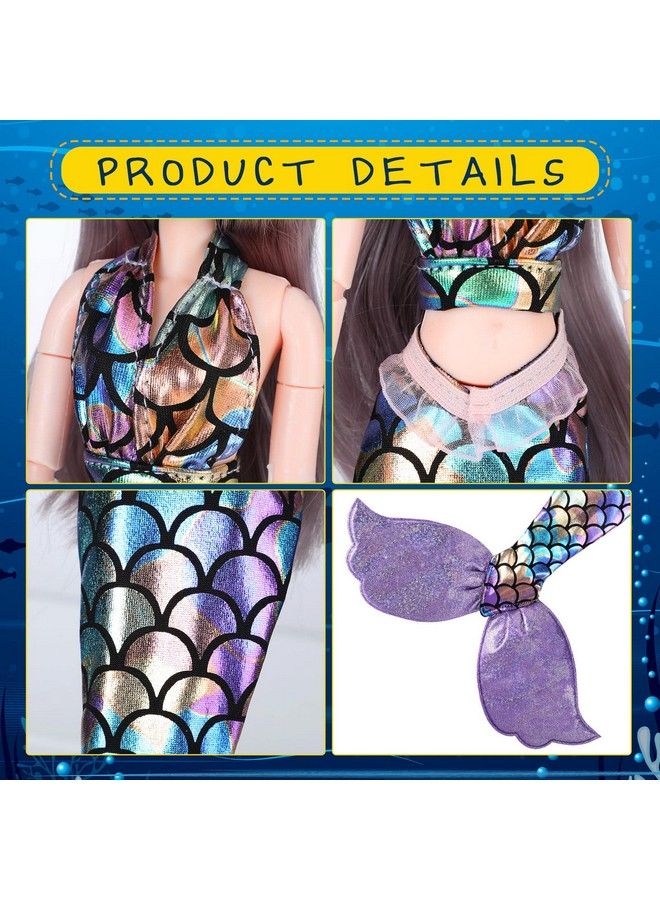 Zhanmai 3 Sets Mermaid Doll Accessories Doll Clothes Mermaid Tail Dress Doll Set Colorful Mermaid Dresses Bikini Swimwear For 11.512 Inch Doll Girl Birthday Gift(Blue Pink Purplecute Style)  - Image 4