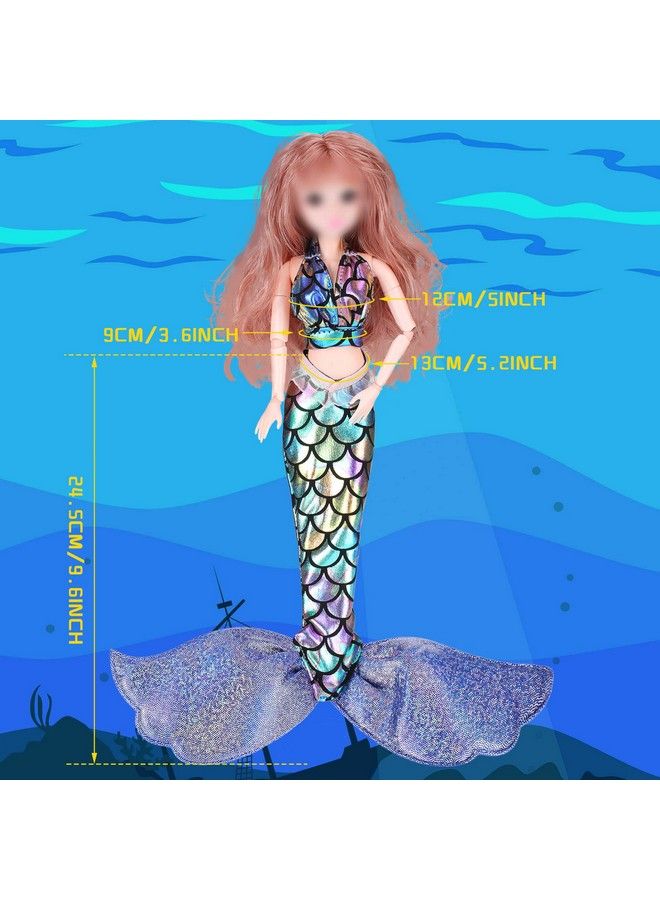 Zhanmai 3 Sets Mermaid Doll Accessories Doll Clothes Mermaid Tail Dress Doll Set Colorful Mermaid Dresses Bikini Swimwear For 11.512 Inch Doll Girl Birthday Gift(Blue Pink Purplecute Style)  - Image 3