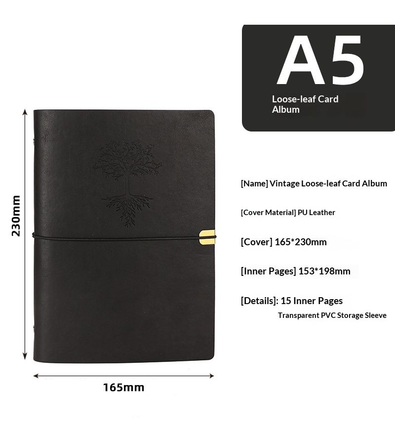 Retro Orange Faux Leather 15 Page A5 4 Grid 3x4 Inch Mini Card Collection Album For Kpop Photo Protection Travel Memories - Image 2