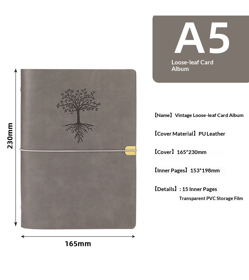 Retro Orange Faux Leather 15 Page A5 4 Grid 3x4 Inch Mini Card Collection Album For Kpop Photo Protection Travel Memories - Image 3