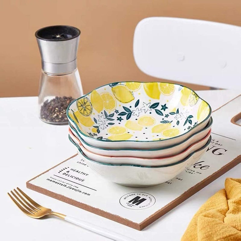 KOOSHLO Multi use Round Ceramic Bowl Melon Design Kitchen Platter Dining ContainerSoup Rice Salad Snack Microwave and Oven Safe Pineapple - Image 2