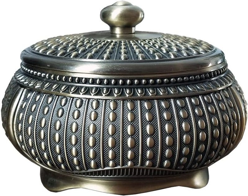 منفضة سجائر سيارة برونزية بغطاء للاستخدام في الهواء الطلق للمنزل والمكتب سطح المكتب ديكور رجعي - Image 1