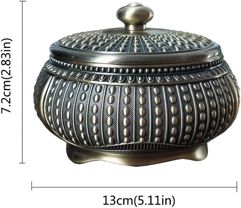 منفضة سجائر سيارة برونزية بغطاء للاستخدام في الهواء الطلق للمنزل والمكتب سطح المكتب ديكور رجعي - Image 3