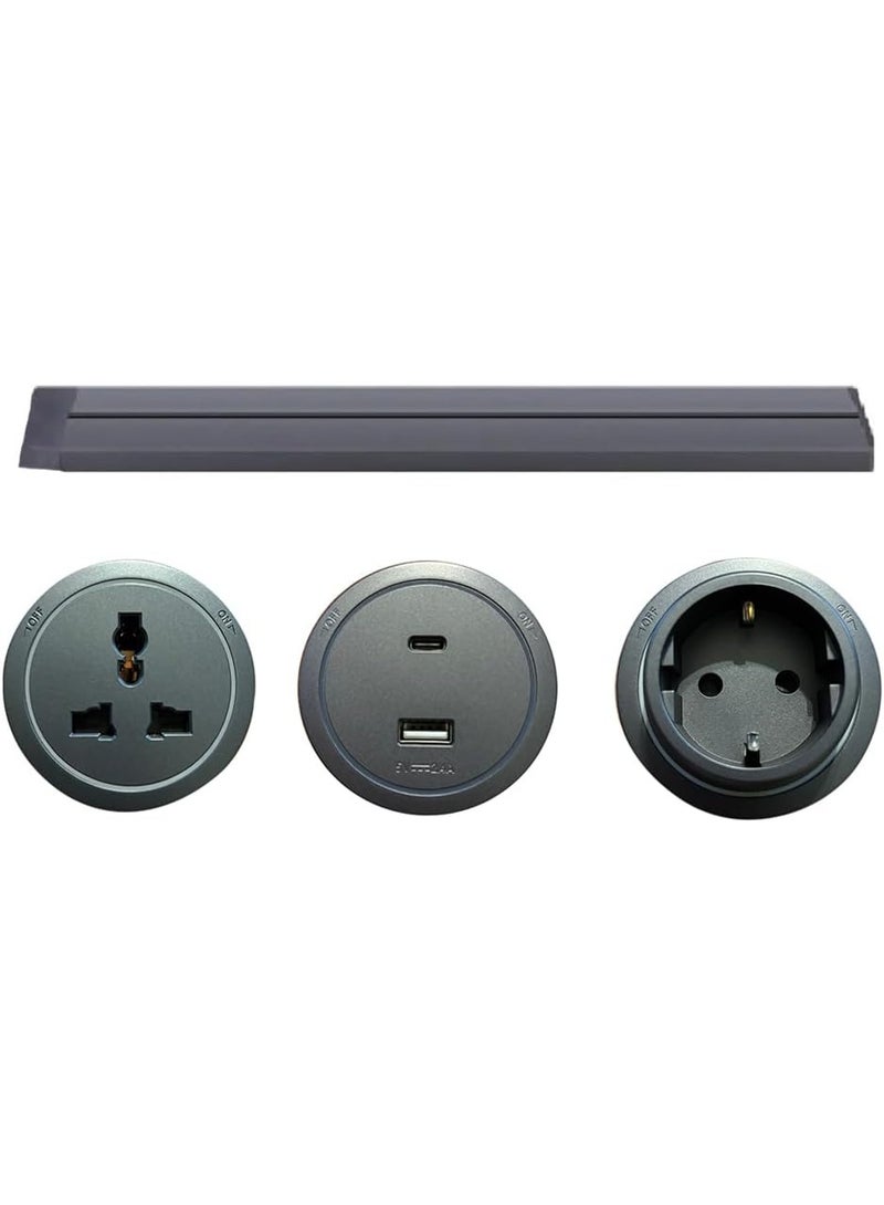 Universal Power Strip with Magnetic Rail Metal Housing, with 3-Socket  LED Indicator, Copper Internal Components - Image 1