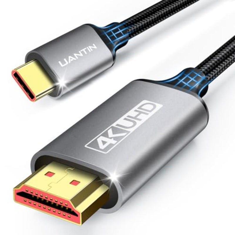 USB C to HDMI Cable 6Ft for home office: aluminum alloy, black, 4K@60Hz high-speed transmission, Thunderbolt 3/4 compatible - Image 1