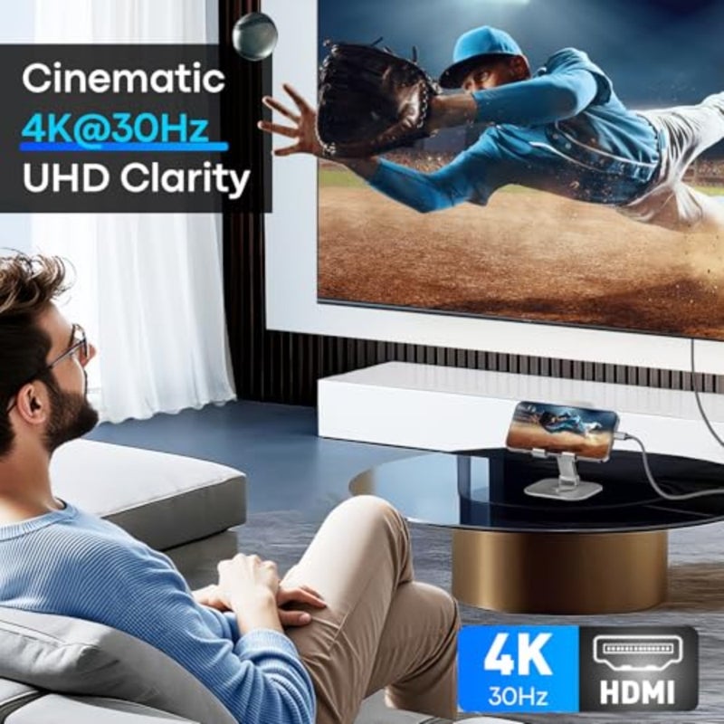 USB C to HDMI Cable 6Ft for home office: aluminum alloy, black, 4K@60Hz high-speed transmission, Thunderbolt 3/4 compatible - Image 2