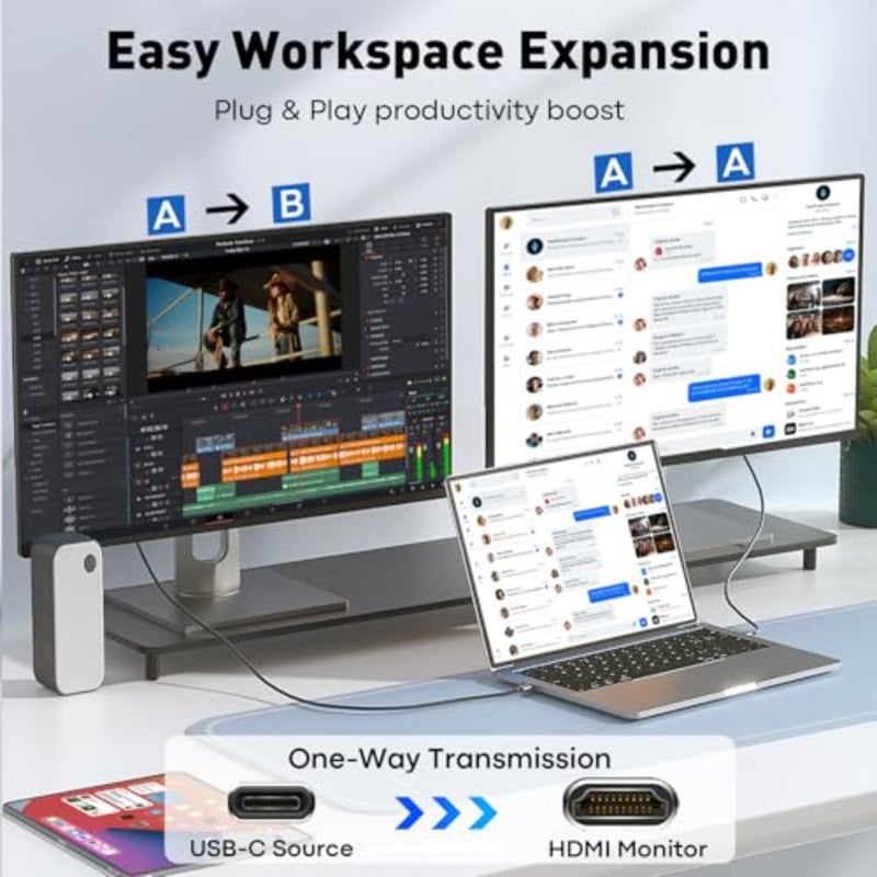 USB C to HDMI Cable 6Ft for home office: aluminum alloy, black, 4K@60Hz high-speed transmission, Thunderbolt 3/4 compatible - Image 3
