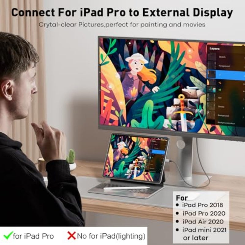 USB C to HDMI Cable 6Ft for home office: aluminum alloy, black, 4K@60Hz high-speed transmission, Thunderbolt 3/4 compatible - Image 4