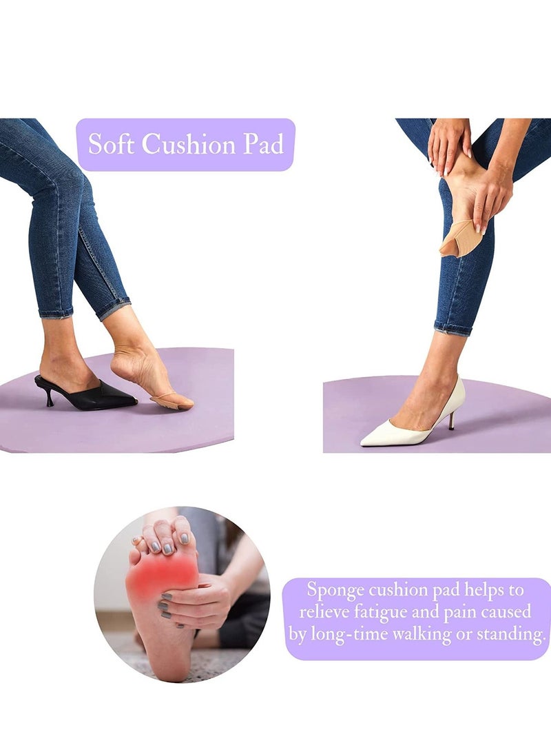 SYOSI غطاء أصابع القدم مع حشوة بطانة أصابع القدم جوارب نسائية غير قابلة للانزلاق وسادات مقدمة القدم وسادات ميتاتارسال قابلة لإعادة الاستخدام للعدائين لمنع الألم والانزعاج 10 أزواج بيج أسود - Image 3