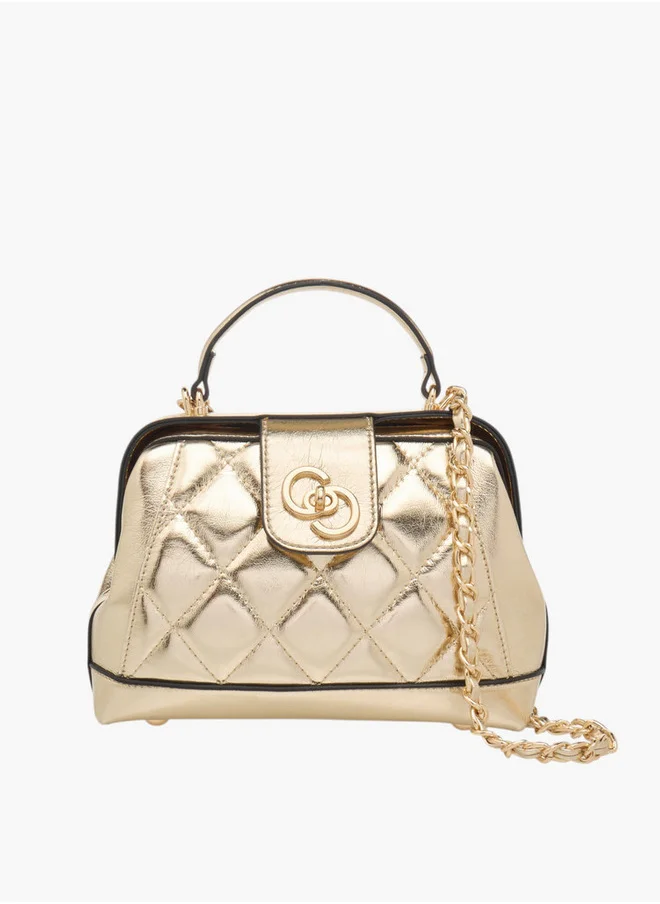 Celeste Women's Quilted Crossbody Bag with Flap Closure and Chain Strap