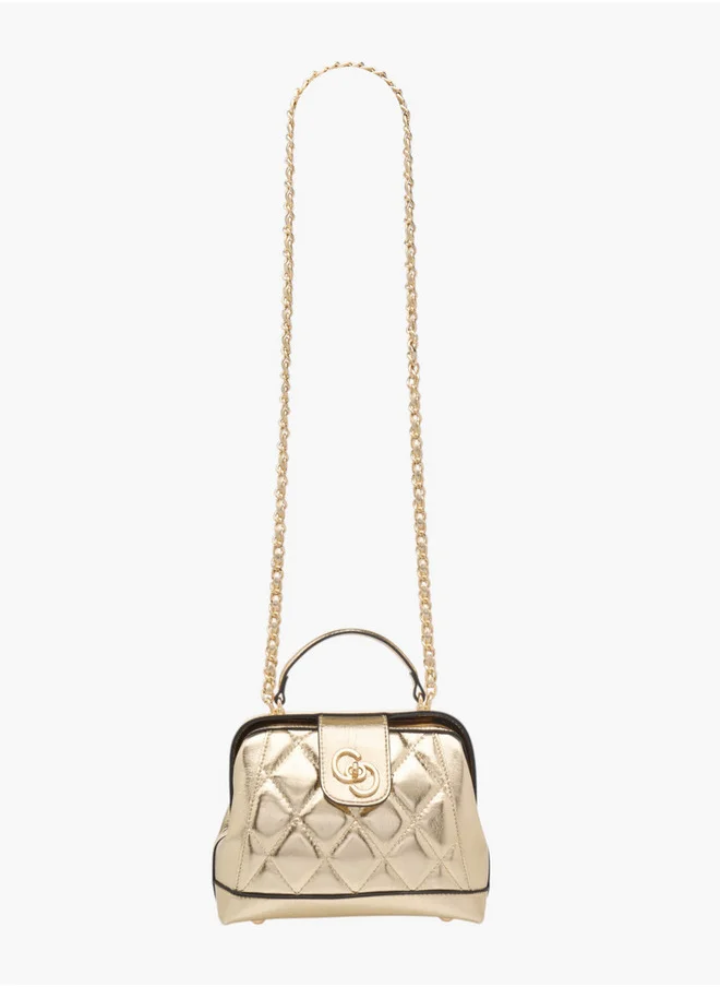 Celeste Women's Quilted Crossbody Bag with Flap Closure and Chain Strap