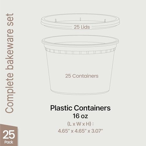 BAKKENMASTER Plastic Deli Containers with Lids 16 oz (Pack of 25) – Leak-Proof, BPA-Free Food Storage Containers for Soup, Slime & Meal Prep, Stackable, Microwave, Dishwasher Safe, Reusable Clear Plastic - Image 2