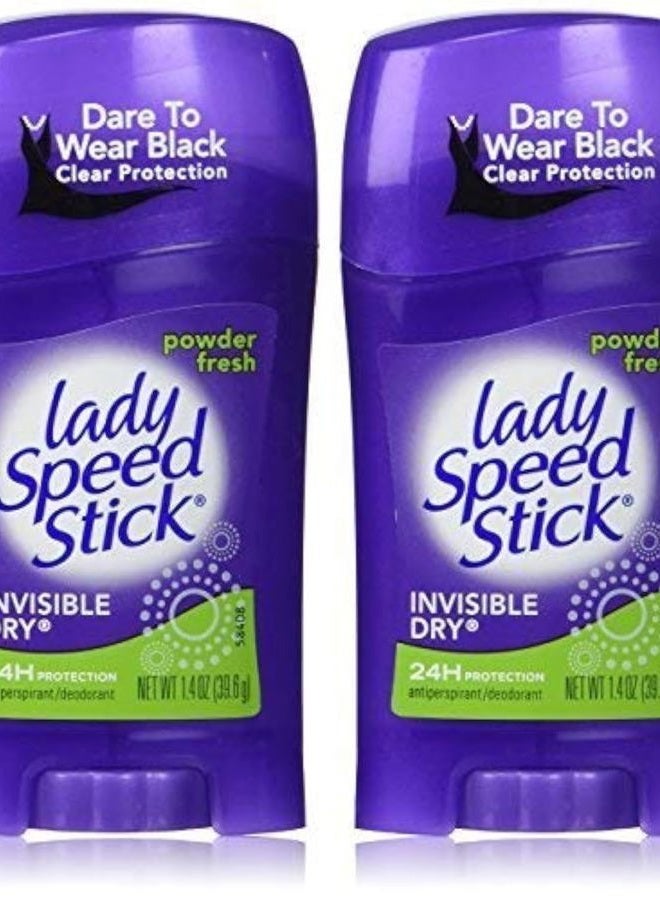 Lady Speed Stick Invisible Dry, Powder Fresh Antiperspirant Deodorant, Net Wt. 1.4 Oz. (2 Pack Value Bundle) by Lady Speed Stick - Image 1
