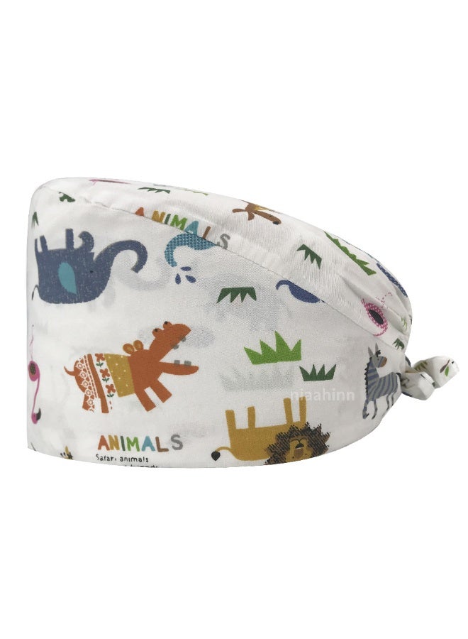 NIBEMINENT Surgical Scrub Cap Printing Medical Working Hat  Cotton Women Men Beautician Dust Proof Cooking Chef Nurse Head Caps