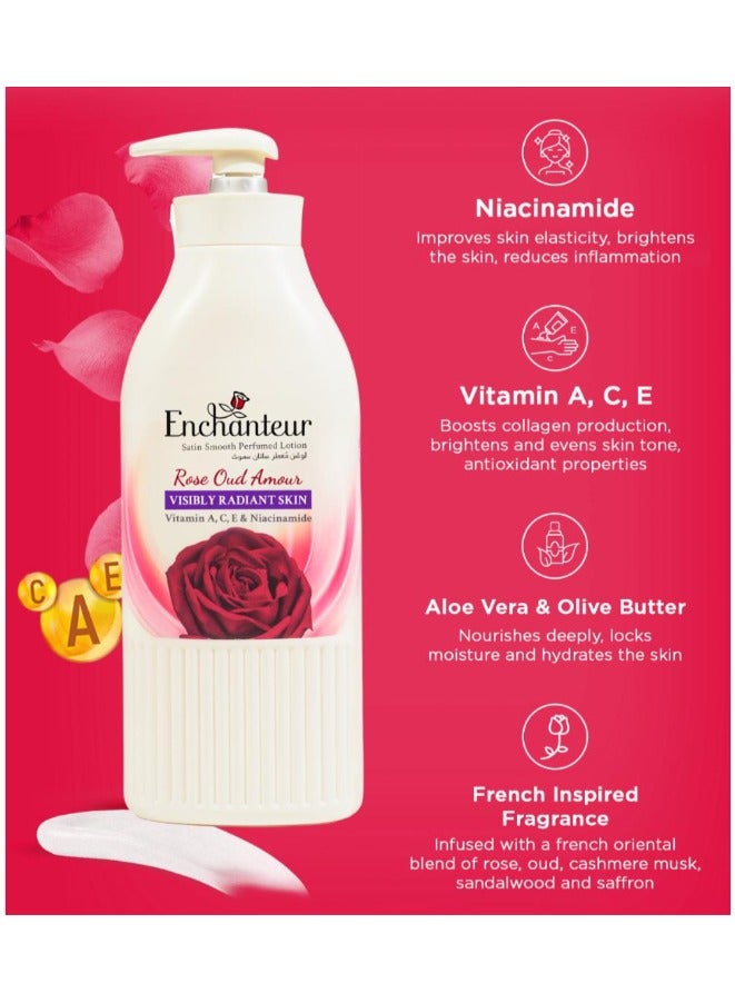 Enchanteur Satin Smooth Rose Oud Amour Lotion With Aloe Vera And Olive Butter For All Skin Types 500ml - Image 3