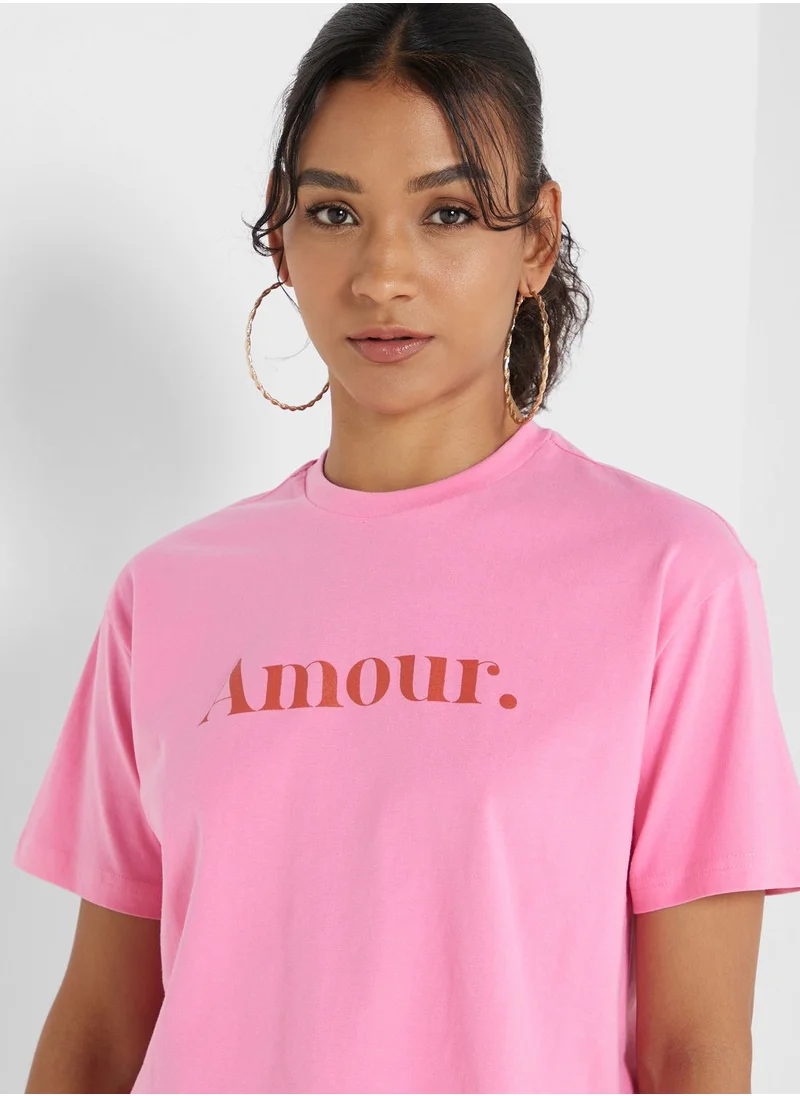 Ginger Cropped Slogan Tshirt
