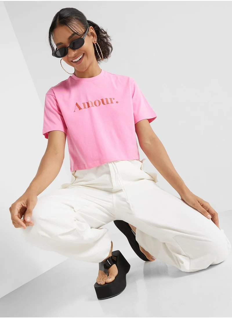 Ginger Cropped Slogan Tshirt