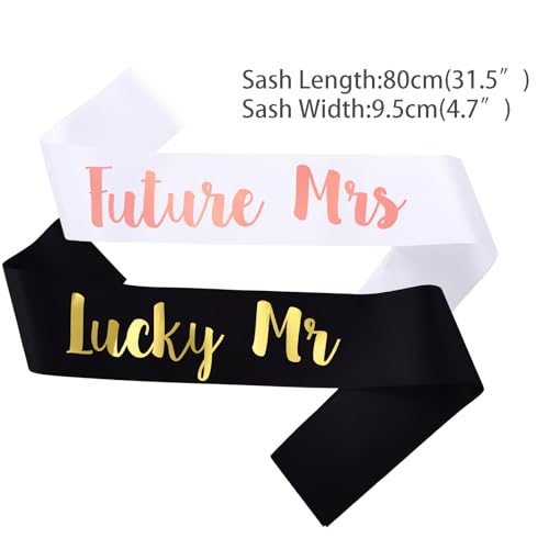 MUMUNN "Lucky Mr" and "Future Mrs" Sash, Gold Groom to be and Rose Gold Bride to be Bachelorette Sashes for Bridal Shower Bachelorette Party Engagement Supplies - Image 2