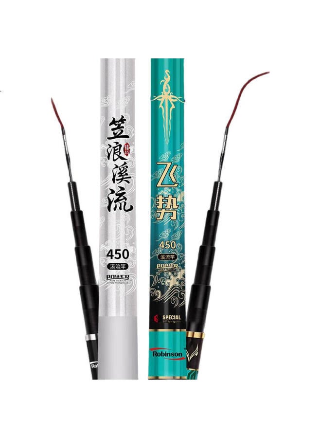 Robinson Feishixi Stream Rod, Short Section Fishing Rod, Hand Rod, 3.6 Meters, Ultra-Light, Ultra-Hard, 19 Sections, For Wild Fishing, Suitable For Small Fish, Stone Bass, White Strip, Portable - Image 2