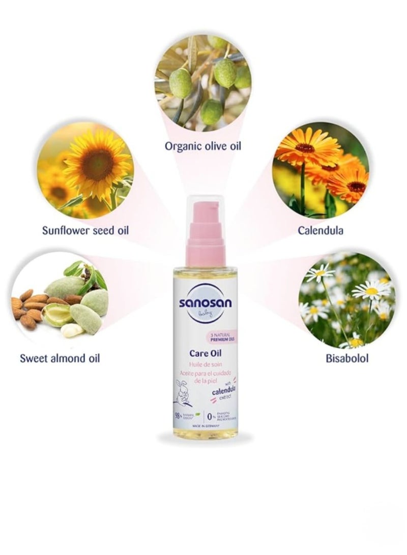 Sanosan Baby Care Oil With Almond Oil  Organic Olive Oil And Sunflower Seed Oil Biodegradable - 100ml - Image 3