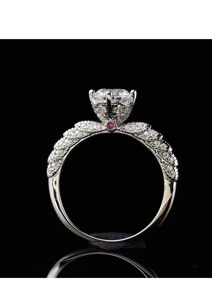 ممتاز 1 قيراط مويسانيتي خاتم زفاف النساء، S925 مطلي بالذهب الأبيض، حجم قابل للتعديل، صندوق هدايا فاخر، جاهز للهدايا - Image 3