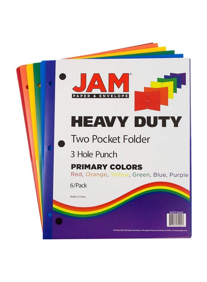 جام بايبر مجلدات جيب بلاستيكية متينة بثلاث فتحات من JAM PAPER - مجلدات مدرسية متينة للغاية - ألوان أساسية متنوعة - عبوة من 6 قطع - Image 2