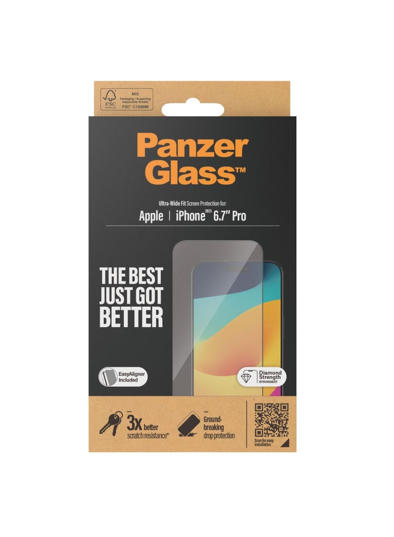 PanzerGlass Screen Protector iPhone 15 Pro Max - Wide and Clear - Image 3